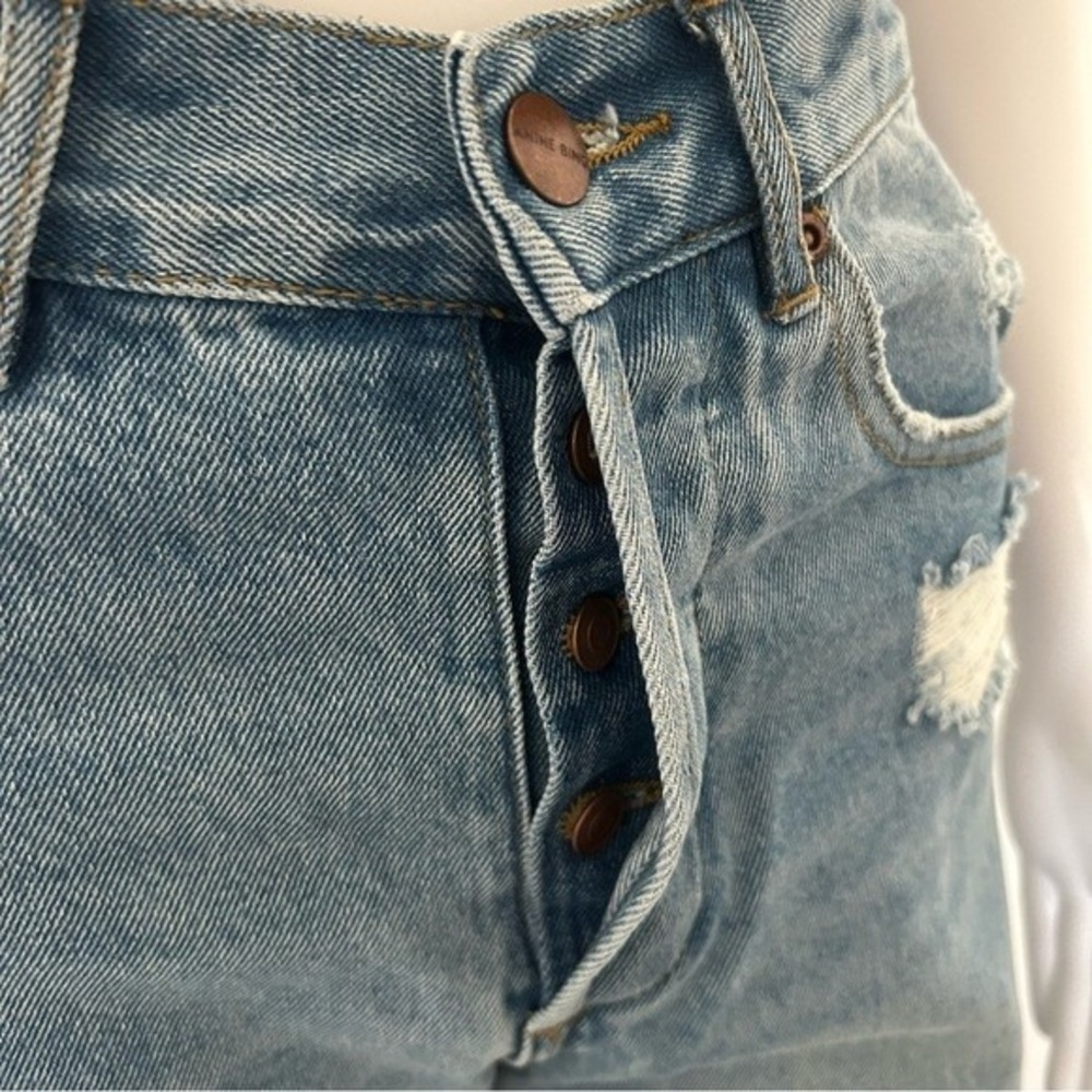 Anine Bing High Rise Straight Leg Distressed Cropped Cotton Denim Jeans Size 26 - Picture 4 of 12